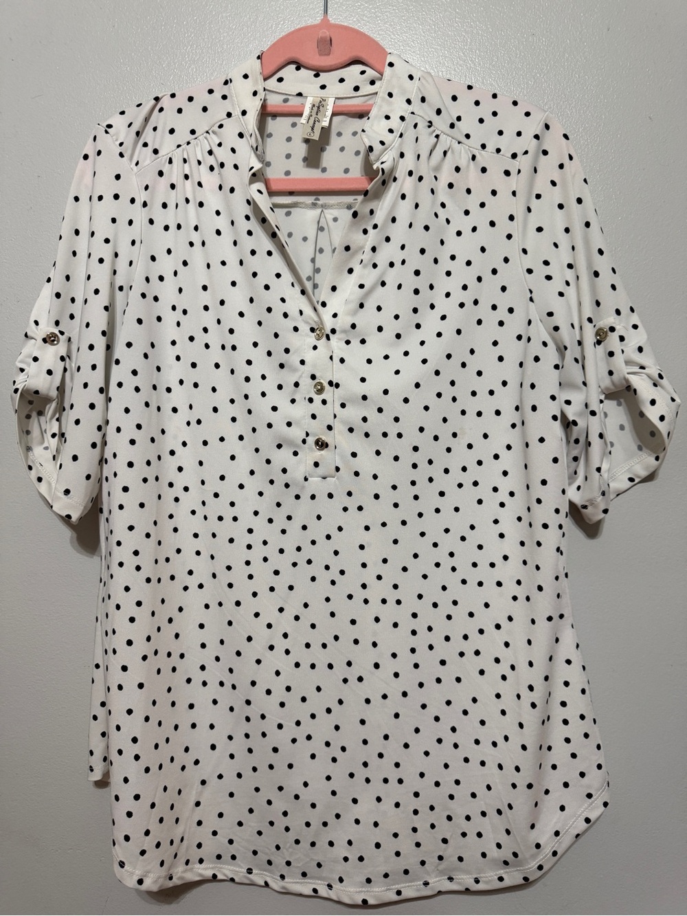 PerSeption Concept White Blouse with Black Polka Dots